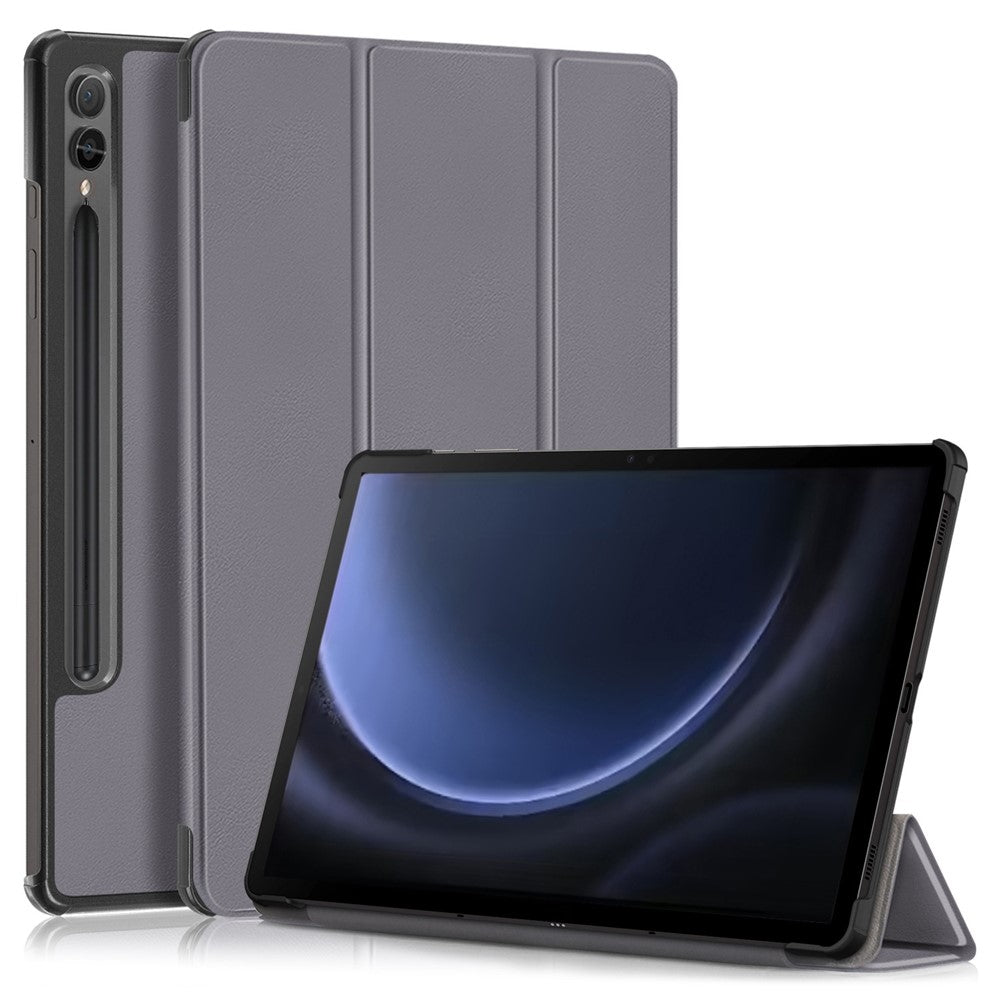 For Samsung Galaxy Tab S9 FE+ SM-x610 / SM-616 Case Leather Tablet Cover with Trifold Stand
