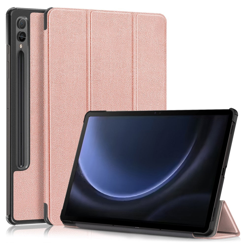 For Samsung Galaxy Tab S9 FE+ SM-x610 / SM-616 Case Leather Tablet Cover with Trifold Stand