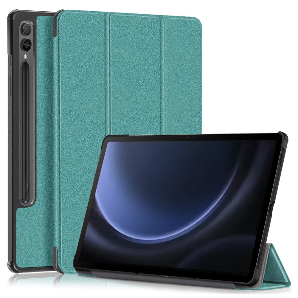 For Samsung Galaxy Tab S9 FE+ SM-x610 / SM-616 Case Leather Tablet Cover with Trifold Stand