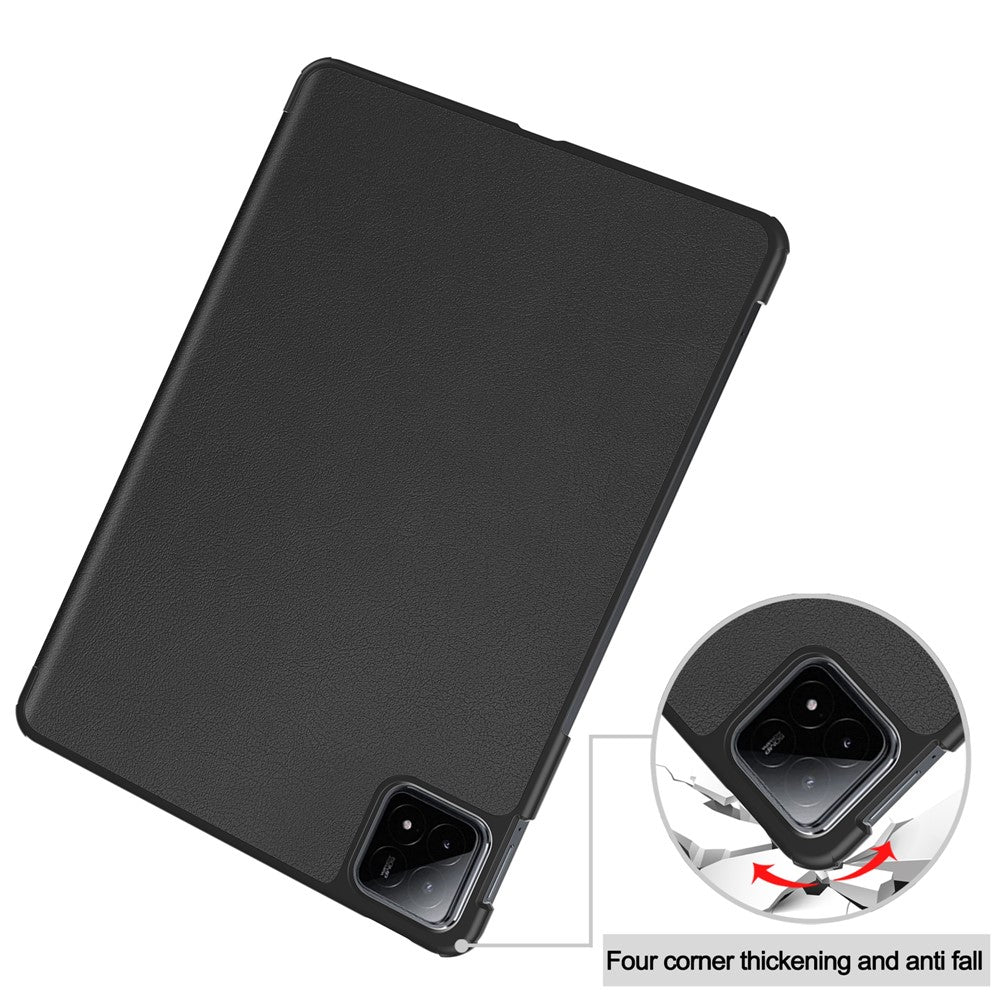 For Xiaomi Pad 6S Pro 12.4 Leather Case Tri-fold Stand Auto Wake / Sleep Smart Shell