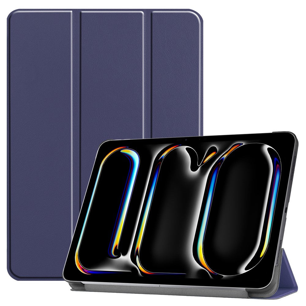 For iPad Pro 11 (2025) / 11 (2024) Case PC+PU Auto Wake Sleep Tablet Shell with Tri-fold Stand