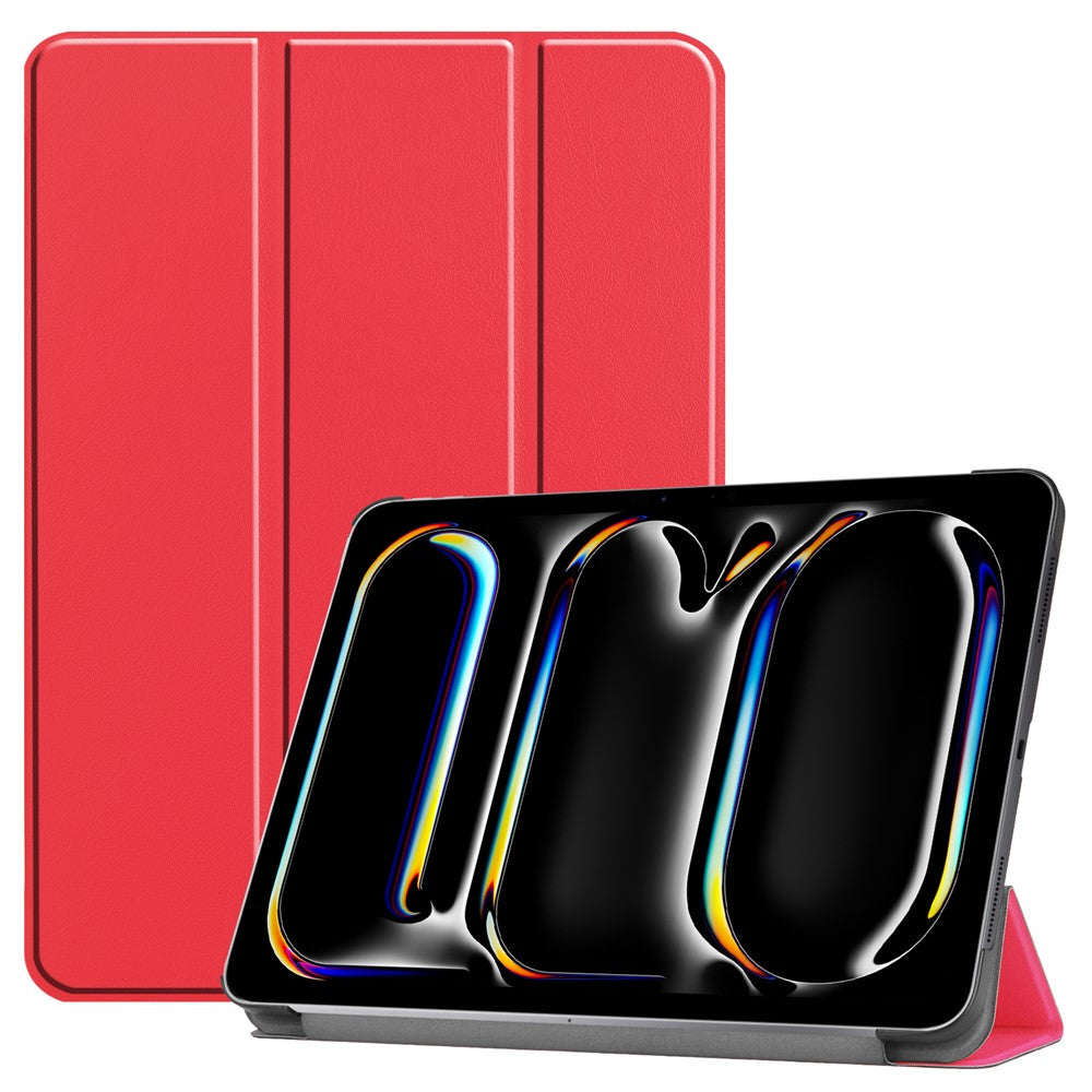 For iPad Pro 11 (2025) / 11 (2024) Case PC+PU Auto Wake Sleep Tablet Shell with Tri-fold Stand