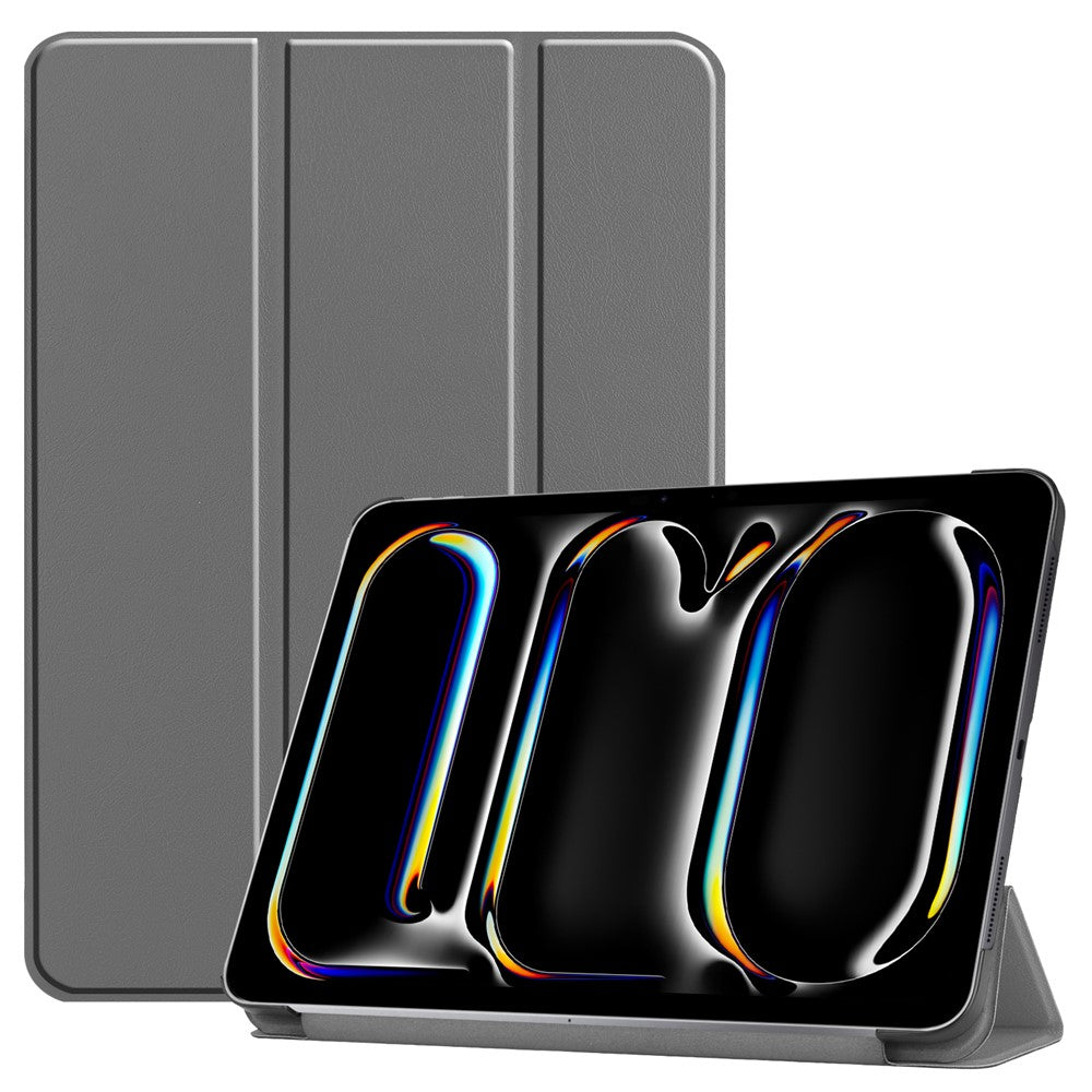 For iPad Pro 11 (2025) / 11 (2024) Case PC+PU Auto Wake Sleep Tablet Shell with Tri-fold Stand