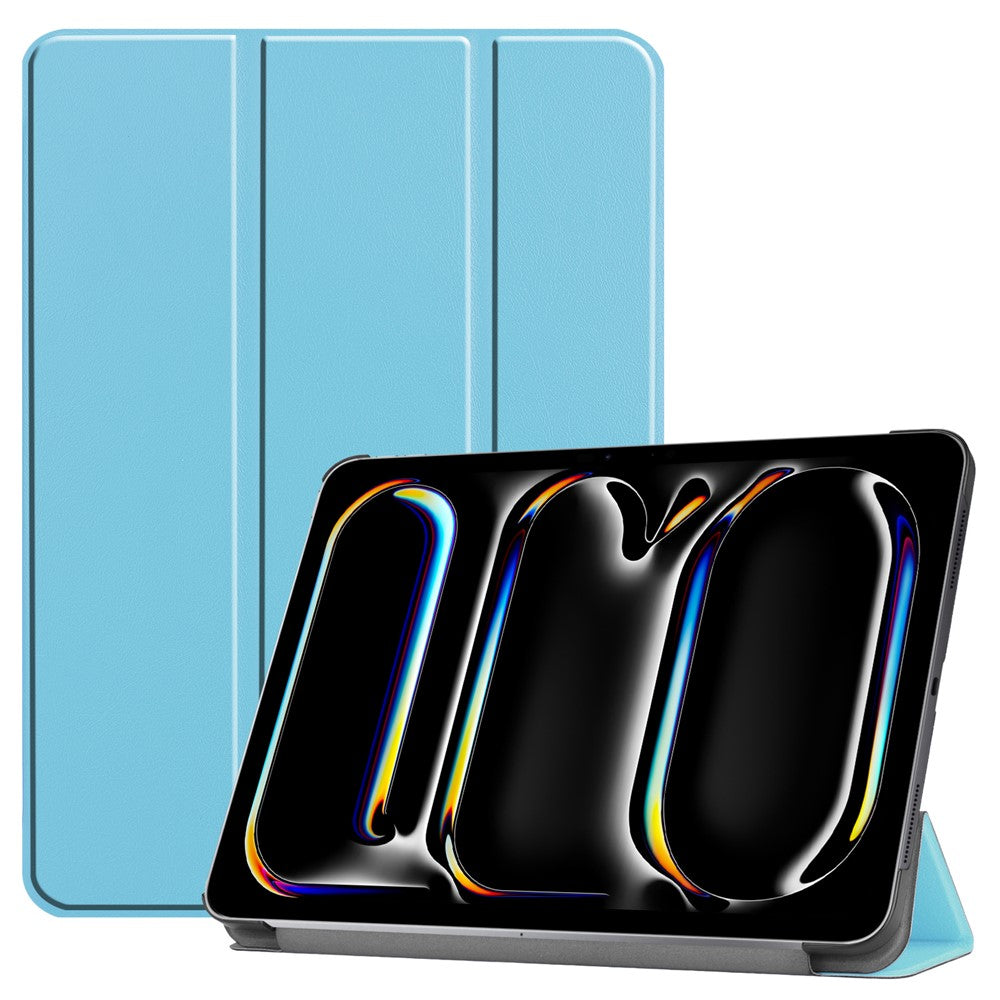 For iPad Pro 11 (2025) / 11 (2024) Case PC+PU Auto Wake Sleep Tablet Shell with Tri-fold Stand