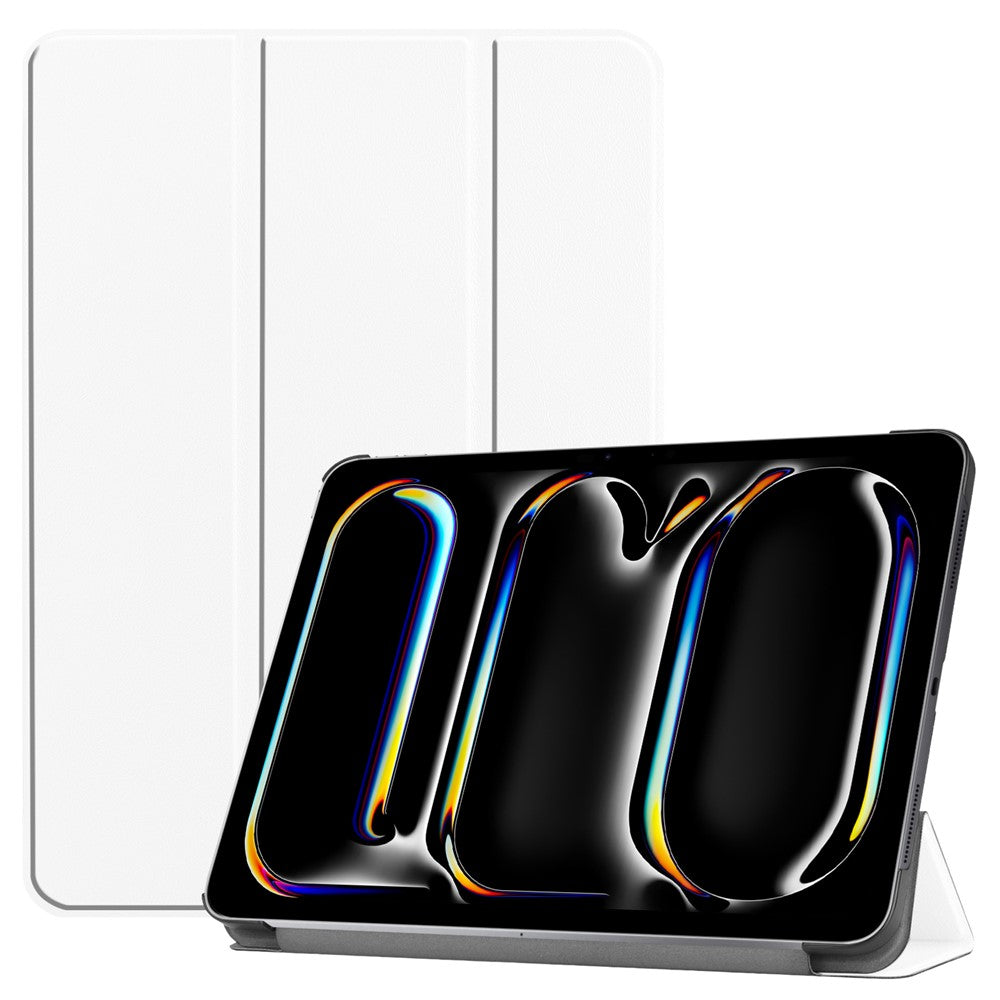 For iPad Pro 11 (2025) / 11 (2024) Case PC+PU Auto Wake Sleep Tablet Shell with Tri-fold Stand