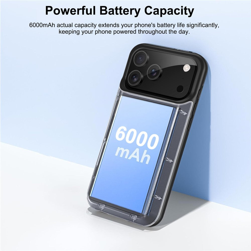 A29S For iPhone 17 Pro Phone Charger Battery Case Soft Edge 6000mAh Power Bank Compatible with MagSafe