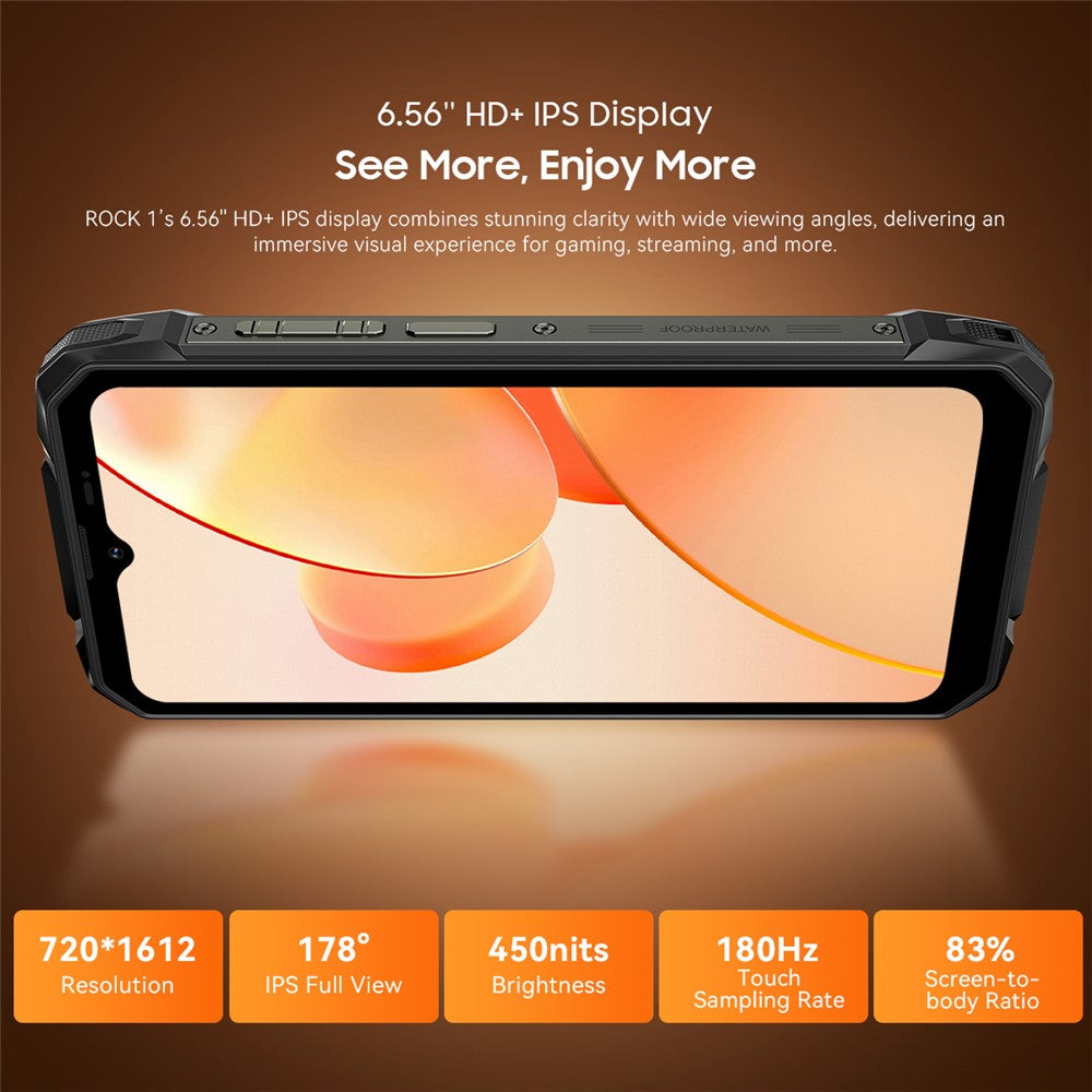 BLACKVIEW ROCK 1 AI Rugged Smartphone 6.56 Inch Screen Android 16 4G Cellphone with 15000mAh Battery, 8GB+16GB