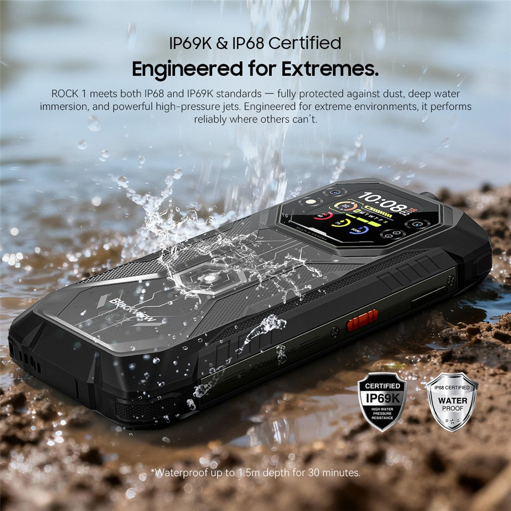 BLACKVIEW ROCK 1 AI Rugged Smartphone 6.56 Inch Screen Android 16 4G Cellphone with 15000mAh Battery, 8GB+16GB