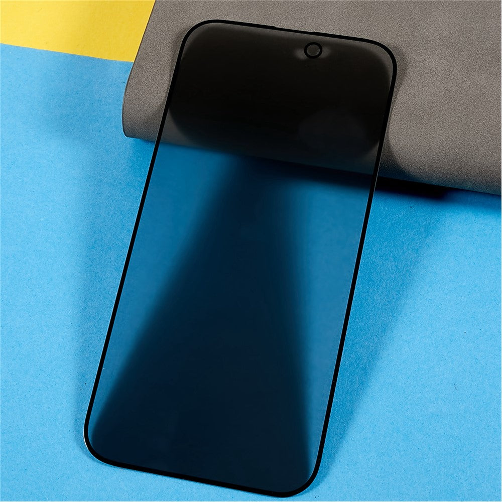 For iPhone 16 Pro Anti-Spy Screen Protector Full Coverage Silk Printing Tempered Glass Film