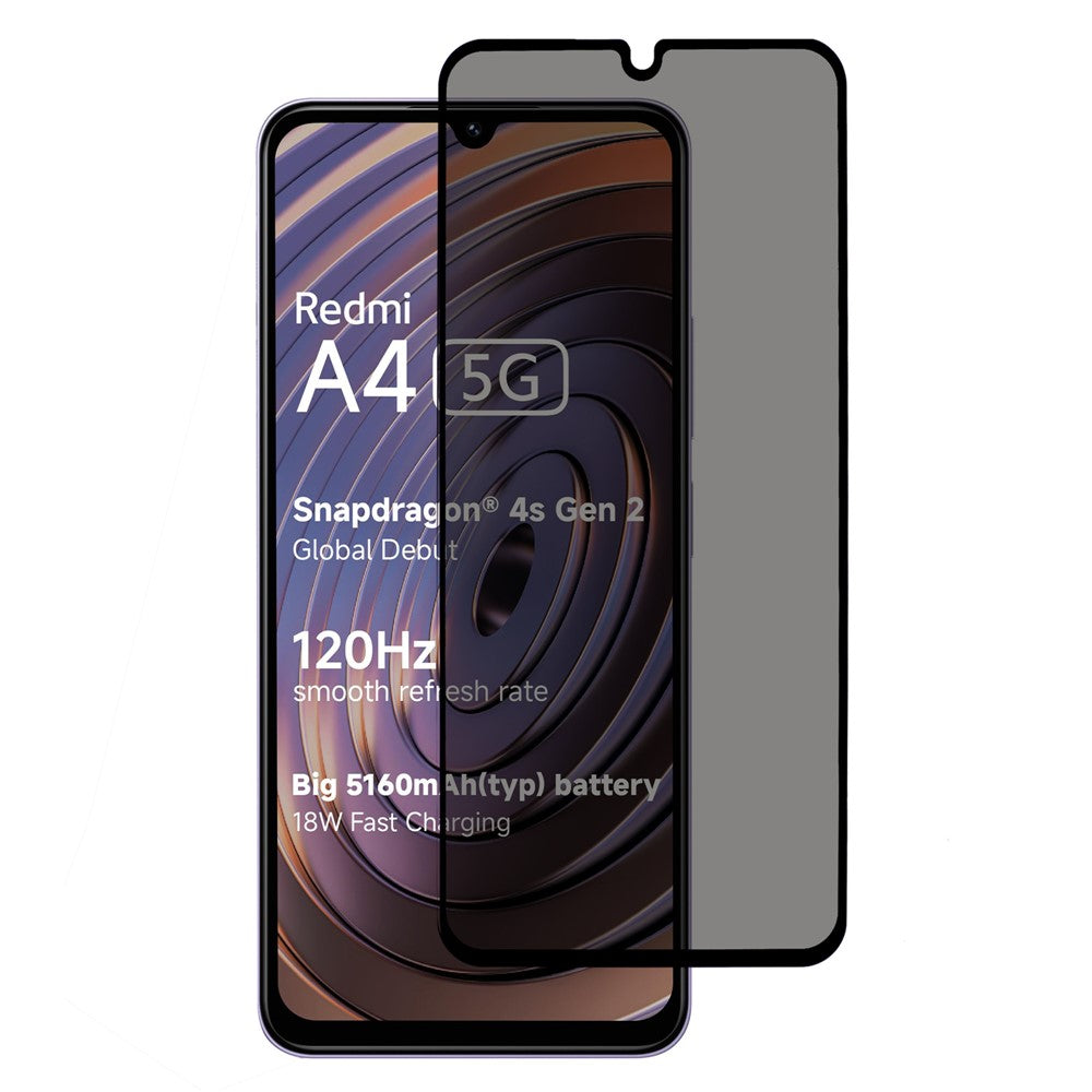 For Xiaomi Redmi A4 5G Anti-Peep Full Covering Screen Protector Silk Printing Tempered Glass Film