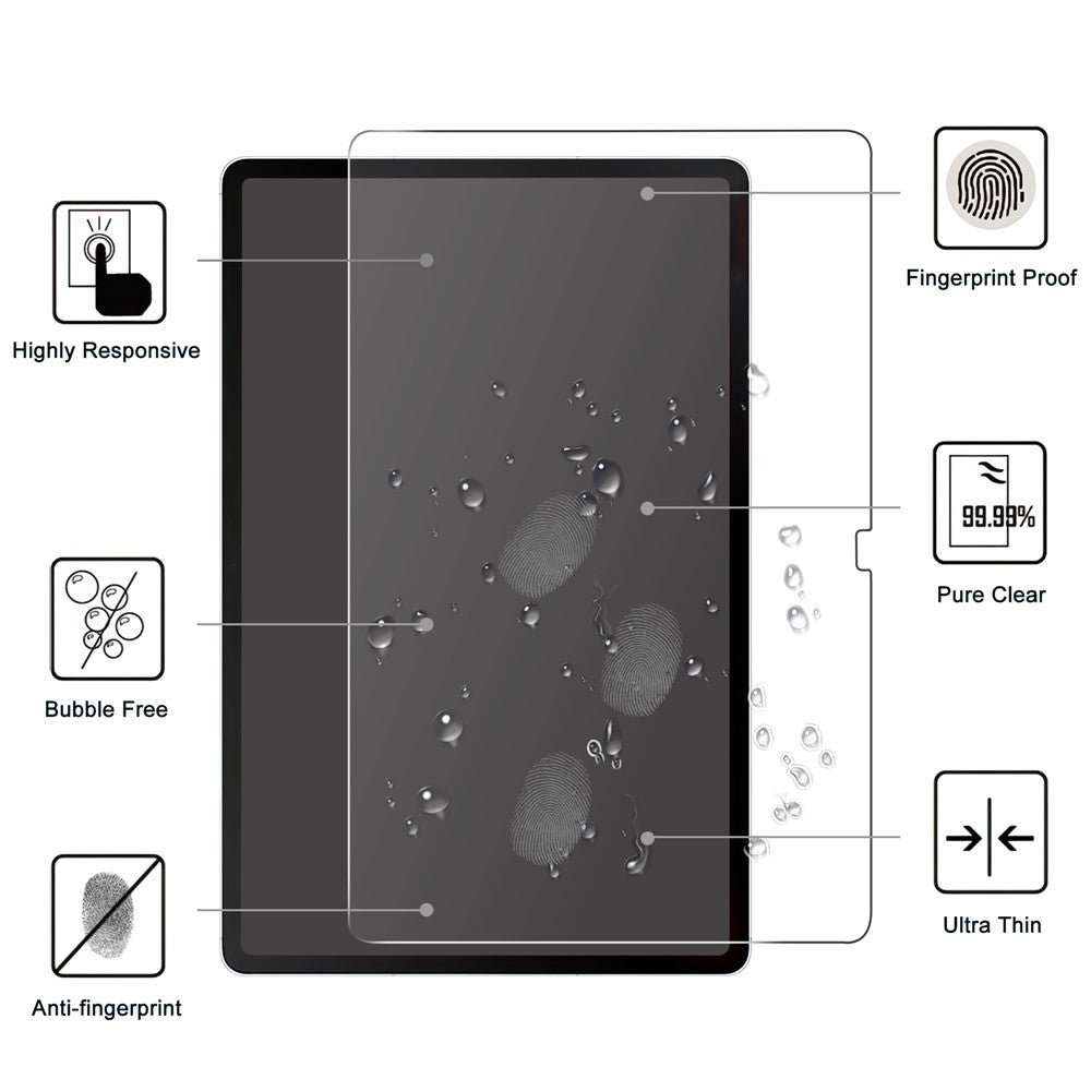 For Samsung Galaxy Tab S10 FE+ Tempered Glass Screen Protector 2.5D Straight Edge Full Screen Film Full Glue