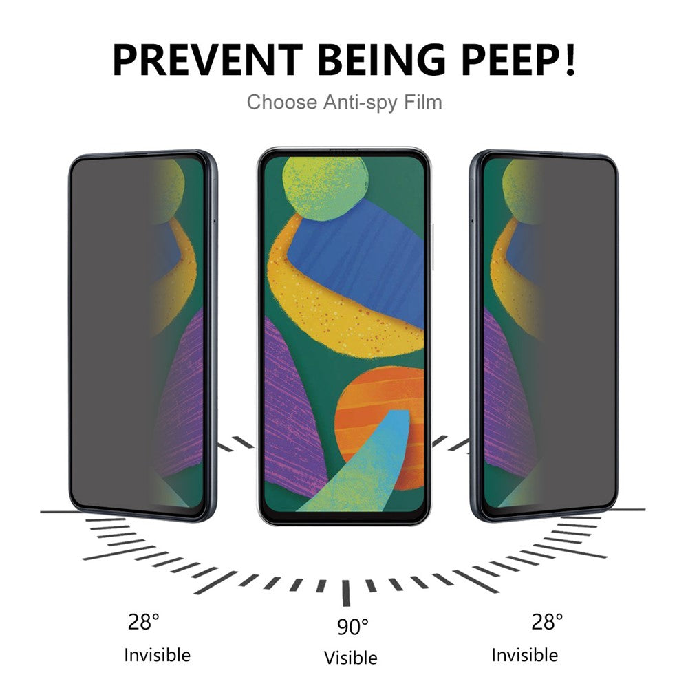 For Samsung Galaxy A54 5G Anti-spy Full Covering Silk Printing Screen Protector Side Glue Anti-explosion Tempered Glass Film