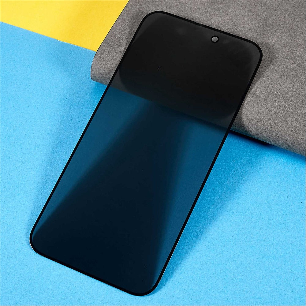 For iPhone 15 Plus Silk Printing Anti-Spy Screen Protector Full Coverage Side Glue Tempered Glass Screen Film