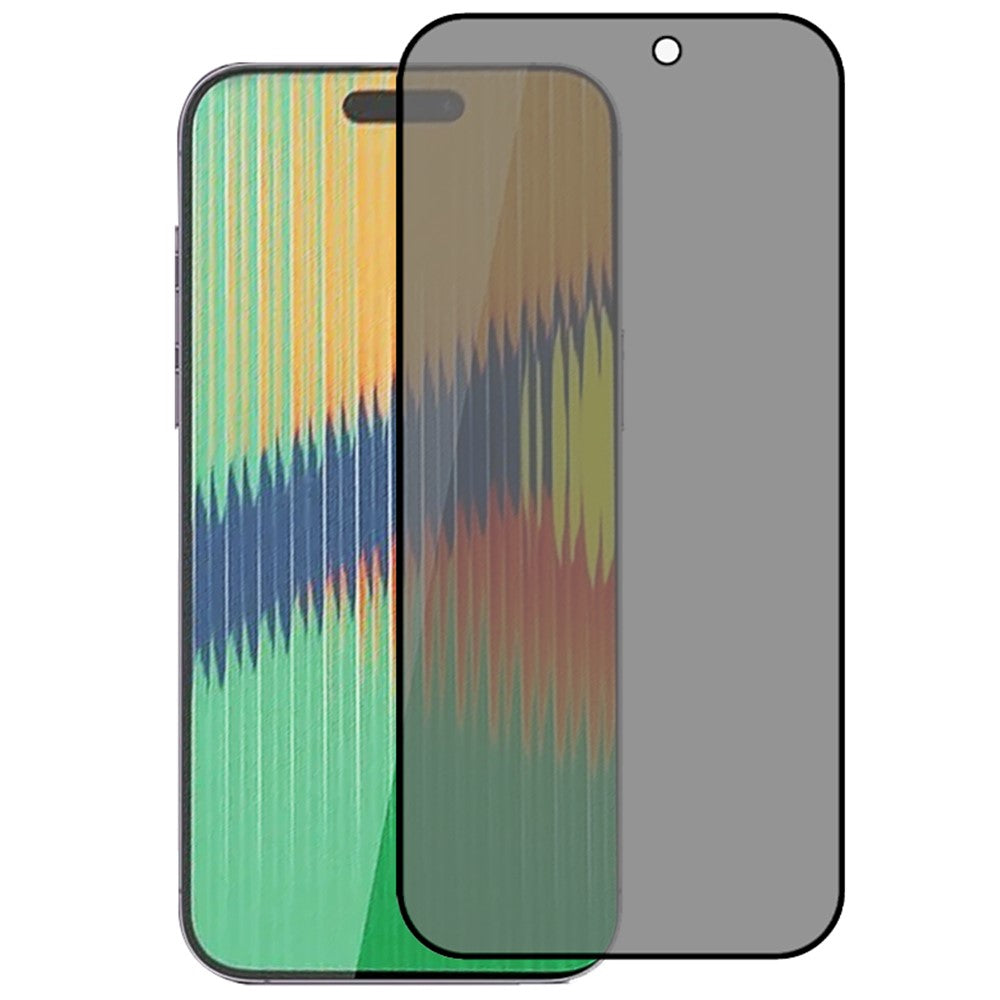 For iPhone 15 Pro Full Coverage Side Glue Tempered Glass Film Silk Printing Anti-Spy Screen Protector