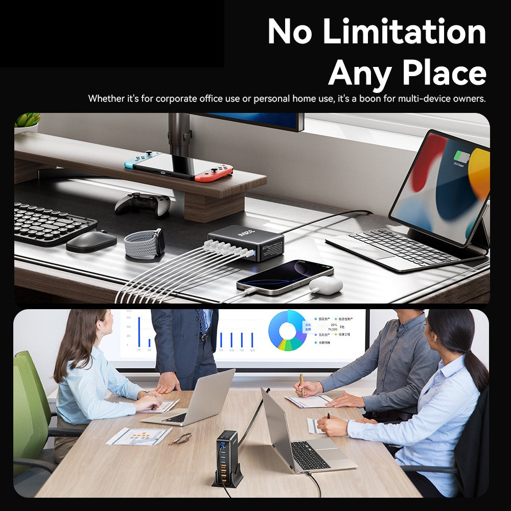ESSAGER 320W GaN 4 USB + 4 Type-C Ports Desktop Charger