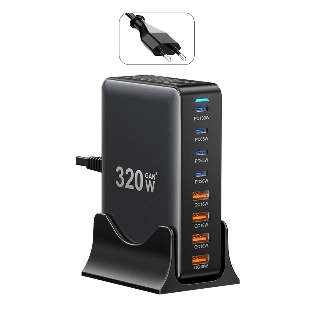 ESSAGER 320W GaN 4 USB + 4 Type-C Ports Desktop Charger
