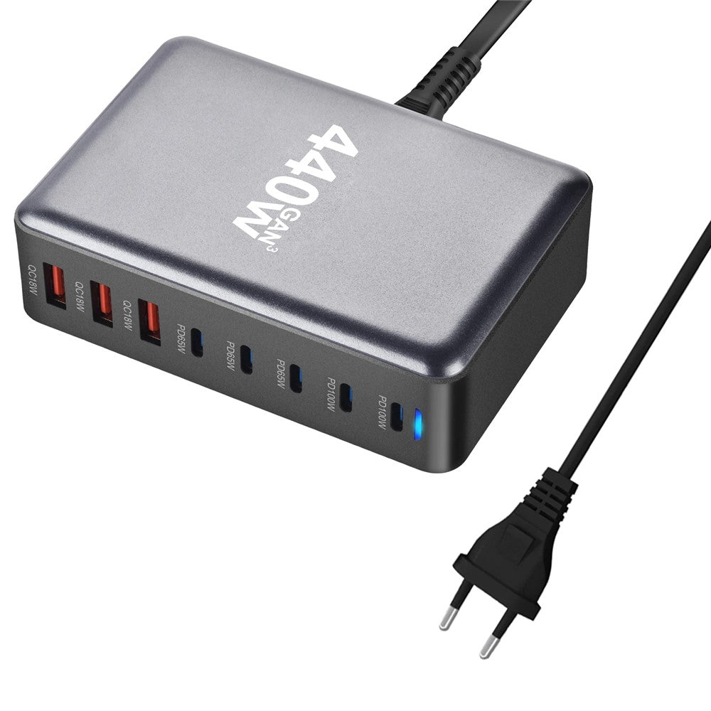 440W GaN Desktop Charger 2 x PD 100W + 3 x PD 65W + 3 x QC 18W 8 Port Fast Charging Station