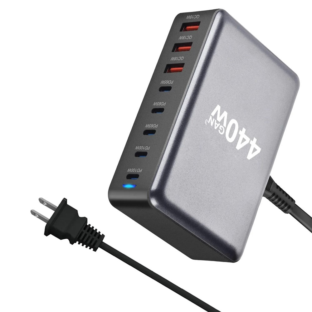 440W GaN Desktop Charger 2 x PD 100W + 3 x PD 65W + 3 x QC 18W 8 Port Fast Charging Station