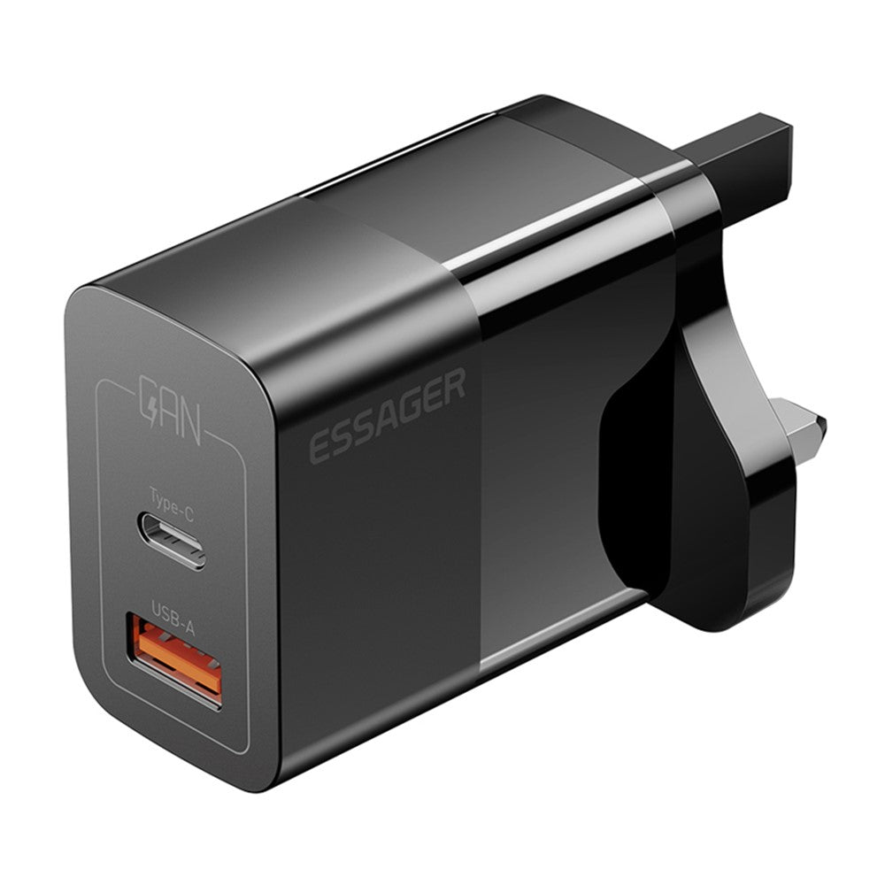 ESSAGER 33W USB-A + Type-C Fast Charging Adapter GaN Dual Port Wall Charger