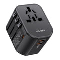 USAMS US-CC179 T59 Dual USB + Type-C PD 20W Fast Charging PC Power Adapter Global Travel Socket Converter