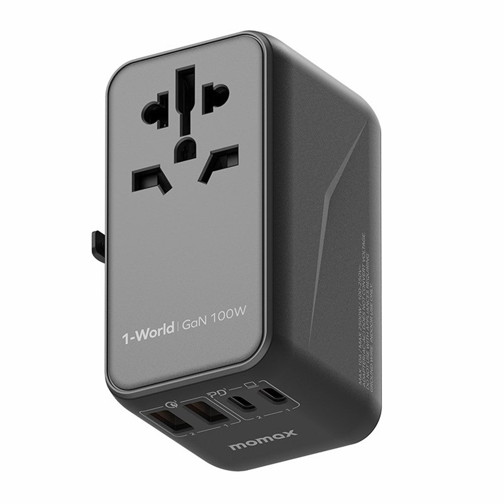 MOMAX 1-World GaN PD 100W Fast Charger 4-Port + AC Power Adapter Travel Charger Block