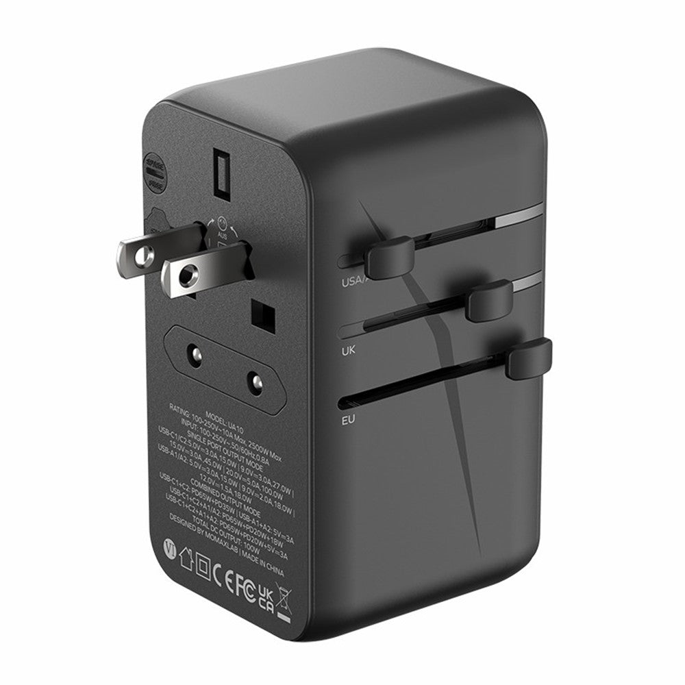 MOMAX 1-World GaN PD 100W Fast Charger 4-Port + AC Power Adapter Travel Charger Block
