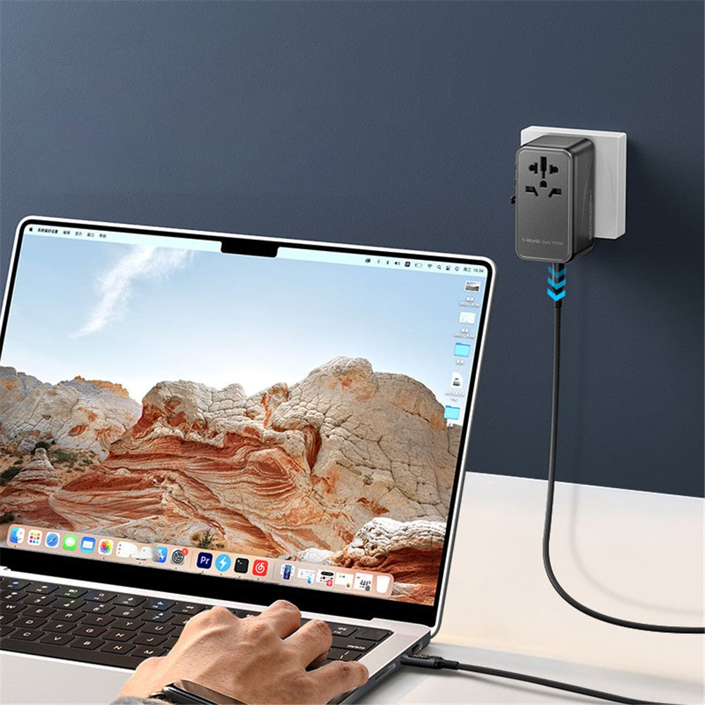 MOMAX 1-World GaN PD 100W Fast Charger 4-Port + AC Power Adapter Travel Charger Block