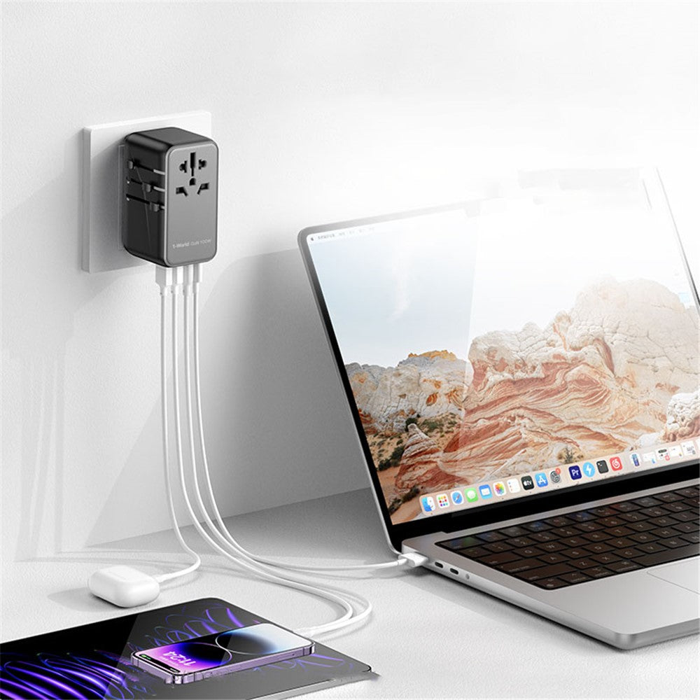 MOMAX 1-World GaN PD 100W Fast Charger 4-Port + AC Power Adapter Travel Charger Block