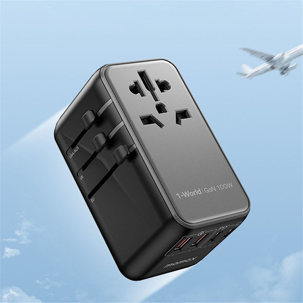 MOMAX 1-World GaN PD 100W Fast Charger 4-Port + AC Power Adapter Travel Charger Block