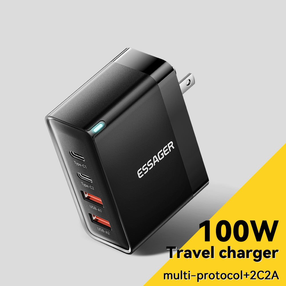 ESSAGER ES-CD37 100W Quick Charger Adapter 2 USB-C + 2 USB-A Multi-Port Charging Station