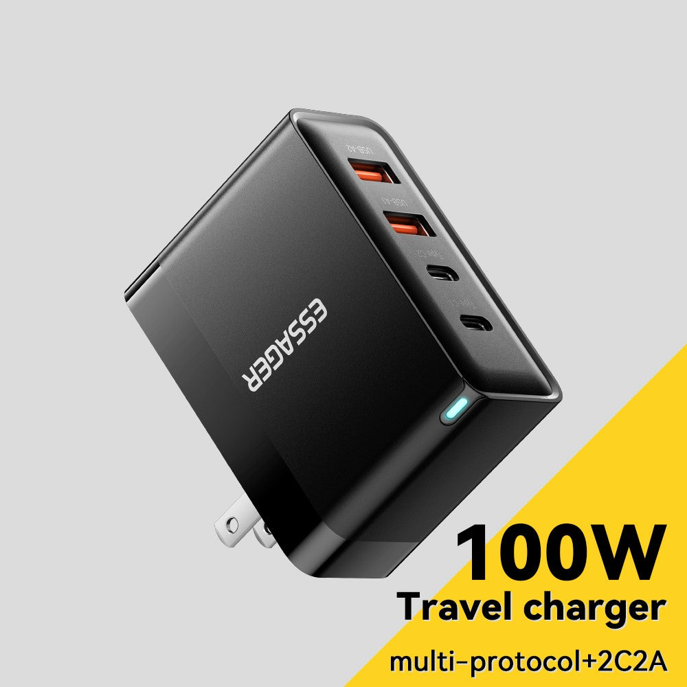 ESSAGER ES-CD37 100W Quick Charger Adapter 2 USB-C + 2 USB-A Multi-Port Charging Station