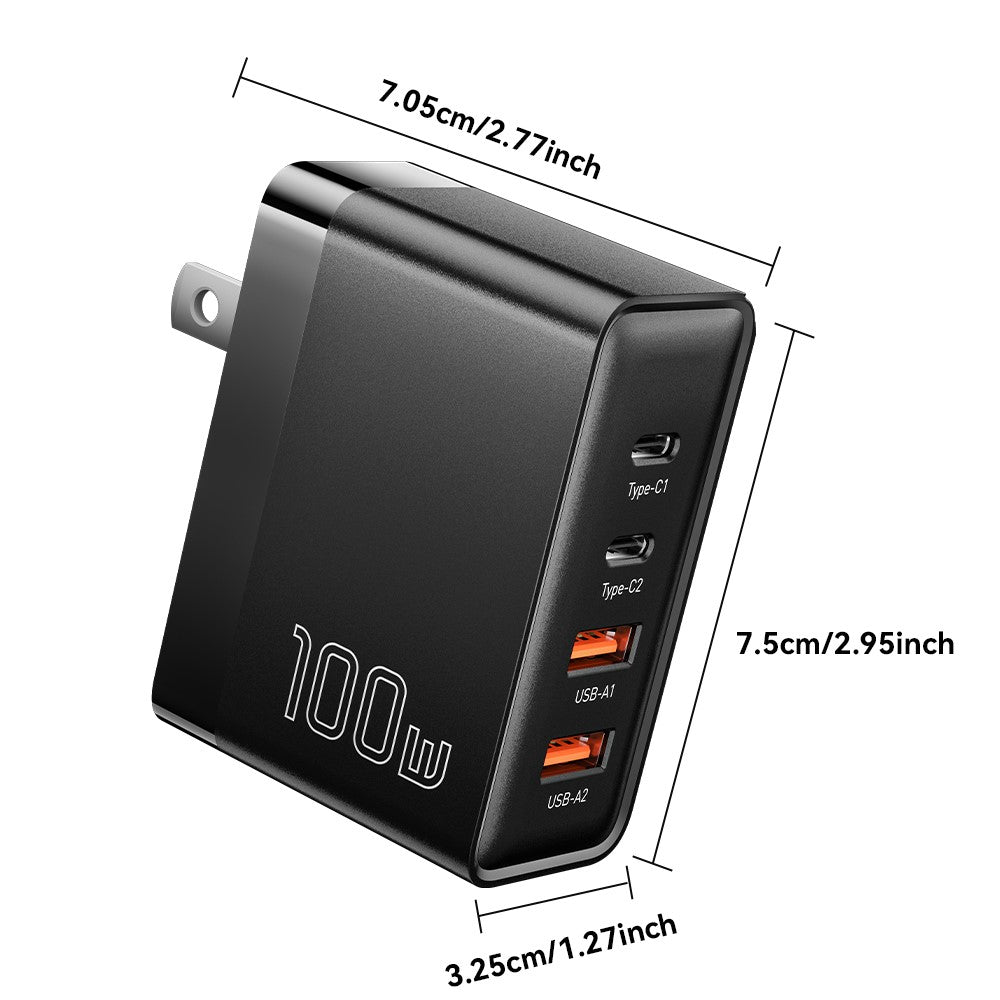 ESSAGER ES-CD37 100W Quick Charger Adapter 2 USB-C + 2 USB-A Multi-Port Charging Station