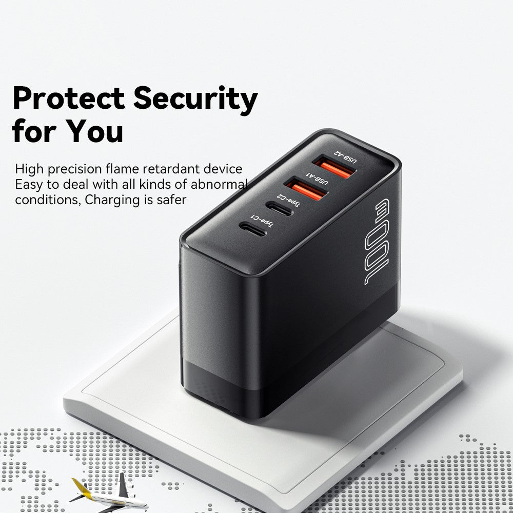 ESSAGER ES-CD37 100W Quick Charger Adapter 2 USB-C + 2 USB-A Multi-Port Charging Station