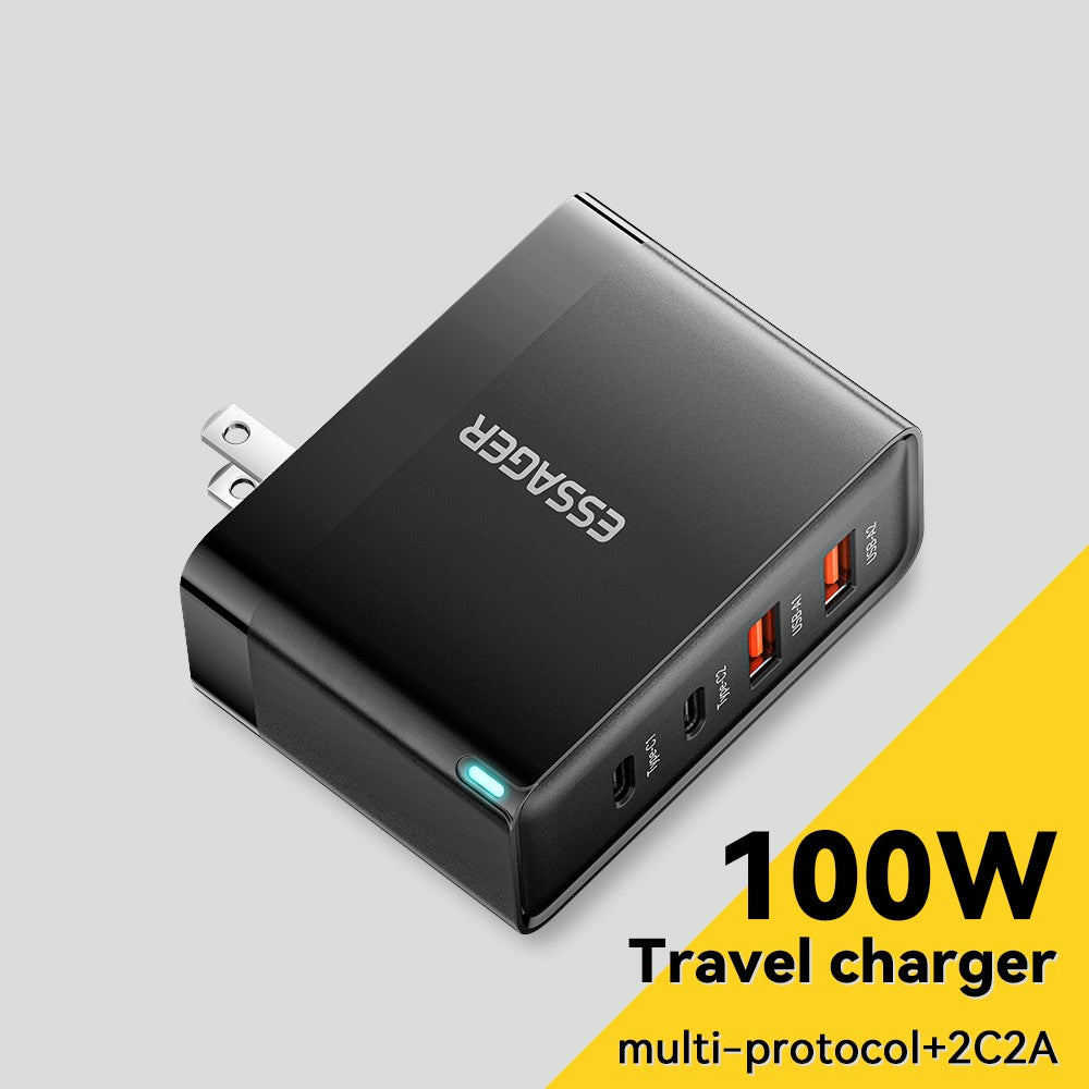 ESSAGER ES-CD37 100W Quick Charger Adapter 2 USB-C + 2 USB-A Multi-Port Charging Station