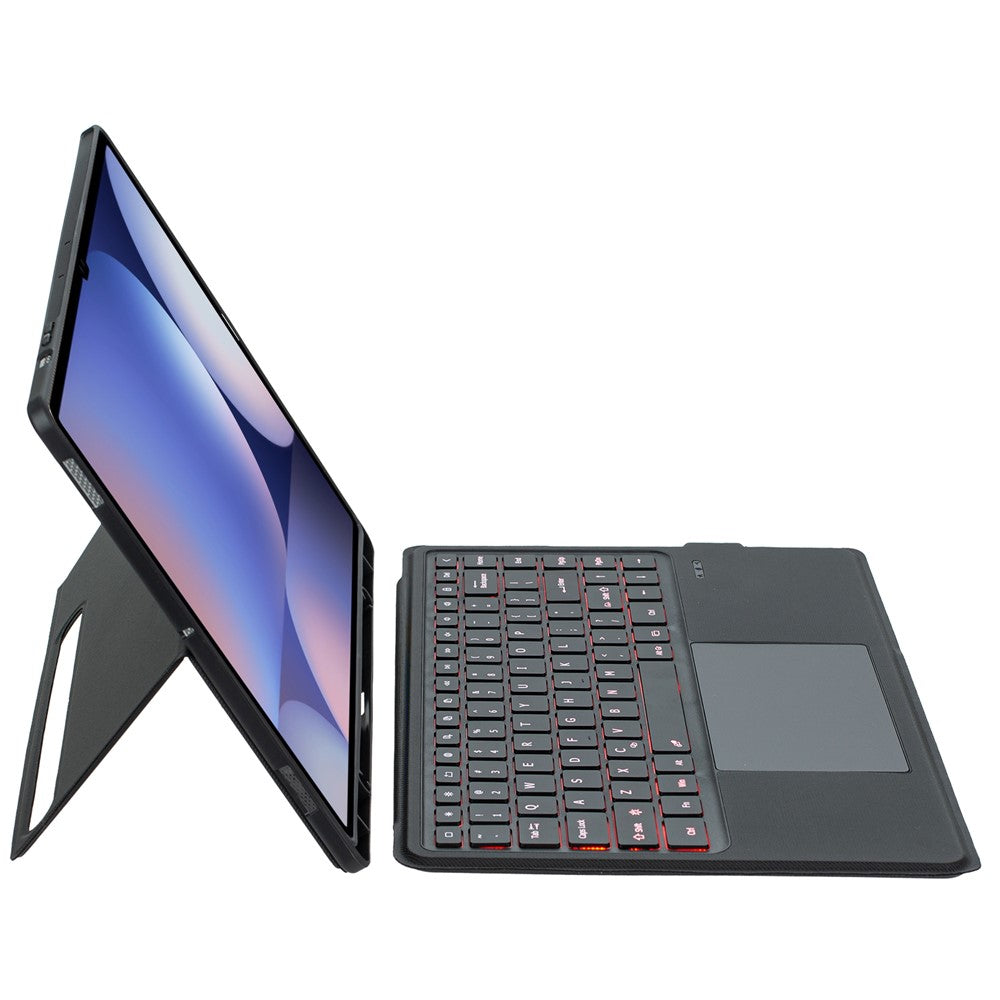 T910B-AS Leather Keyboard Case for Samsung Galaxy Tab S10 Ultra / S9 Ultra / S8 Ultra Backlit Touchpad Bluetooth-compatible Keyboard