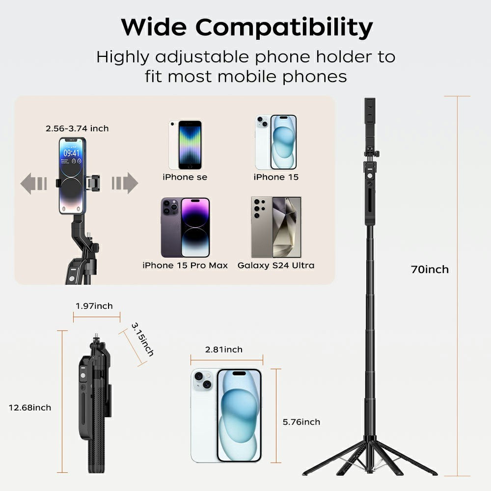 XIAOMIYOUPIN FUNSNAP A6 1.8m Extendable Selfie Stick for Smartphone Smart AI Tracking Tripod with Remote (No Light)