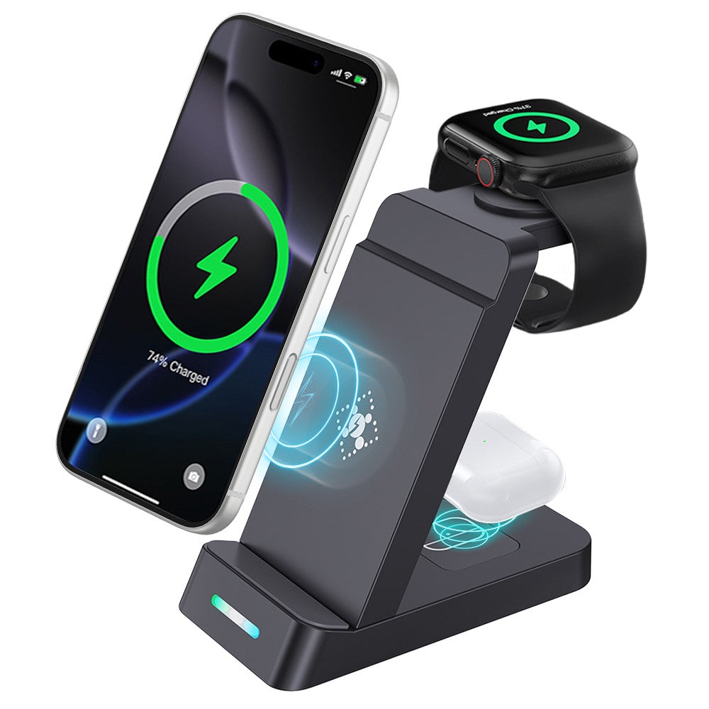 B-20A 3 in 1 Wireless Charger for Samsung Watch 3 / 4 / 5 / 6 / 7 /  Phone / Earphones Wireless Charging Stand
