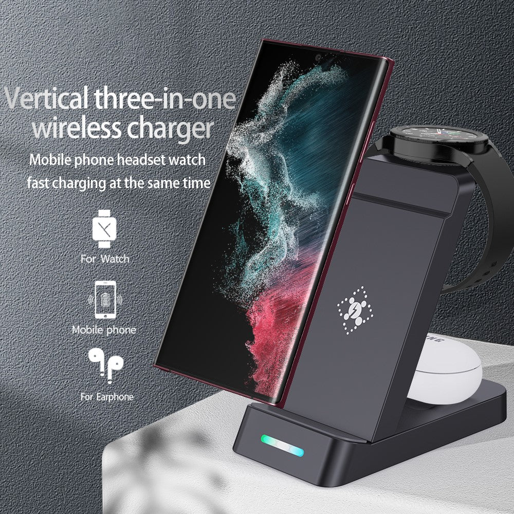 B-20A 3 in 1 Wireless Charger for Samsung Watch 3 / 4 / 5 / 6 / 7 /  Phone / Earphones Wireless Charging Stand