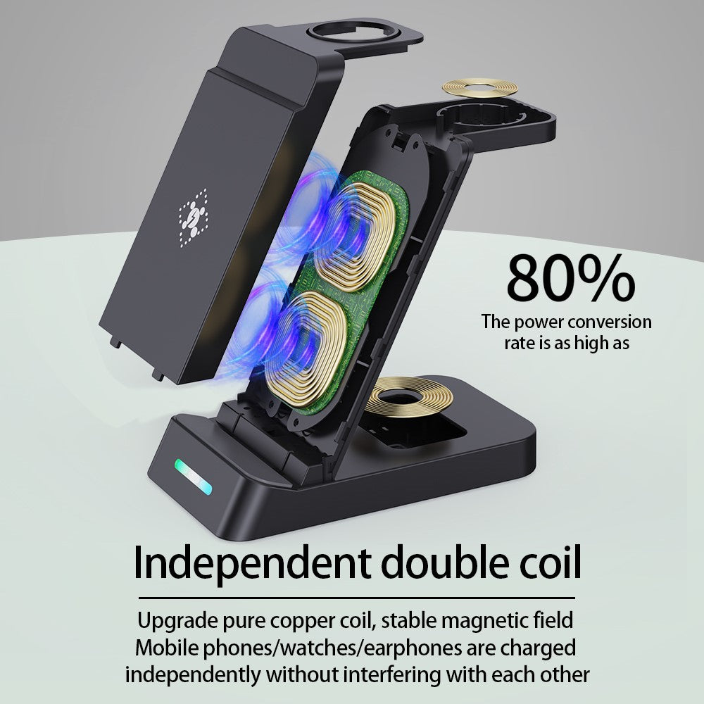 B-20A 3 in 1 Wireless Charger for Samsung Watch 3 / 4 / 5 / 6 / 7 /  Phone / Earphones Wireless Charging Stand