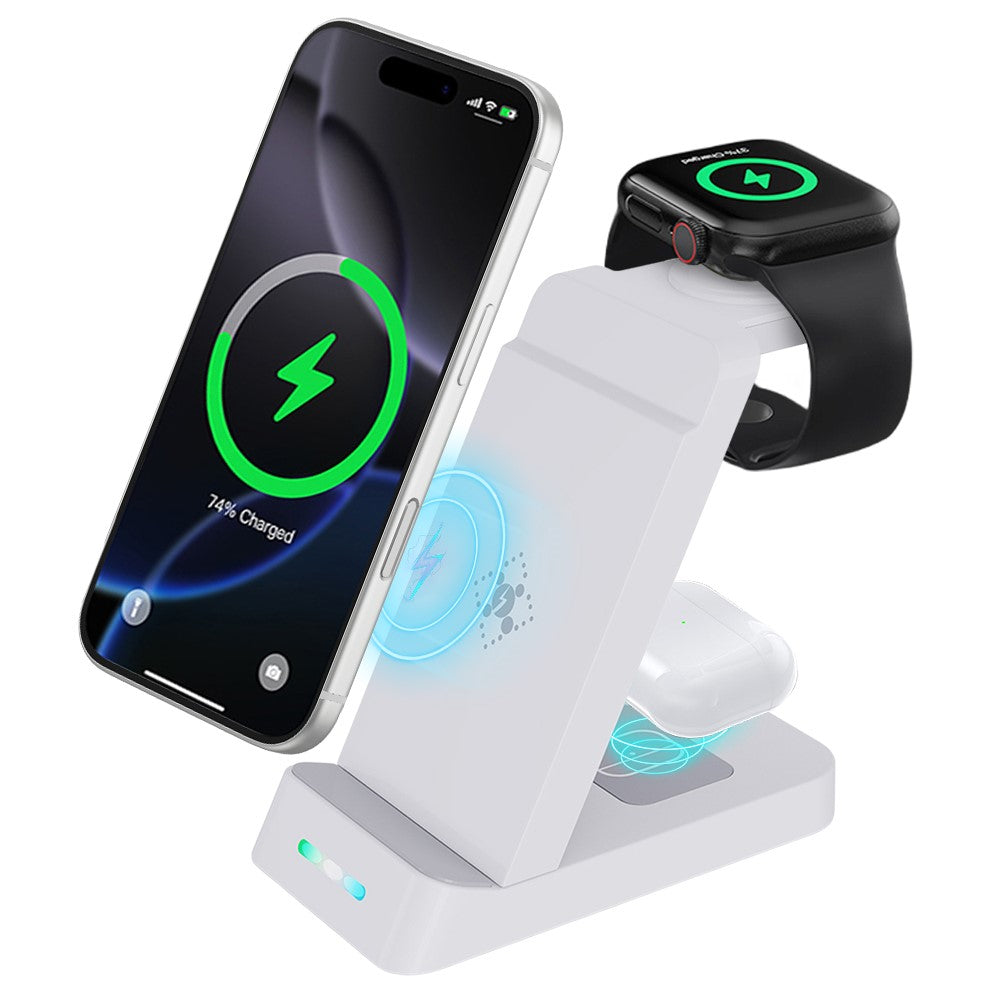 B-20A 3 in 1 Wireless Charger for Samsung Watch 3 / 4 / 5 / 6 / 7 /  Phone / Earphones Wireless Charging Stand