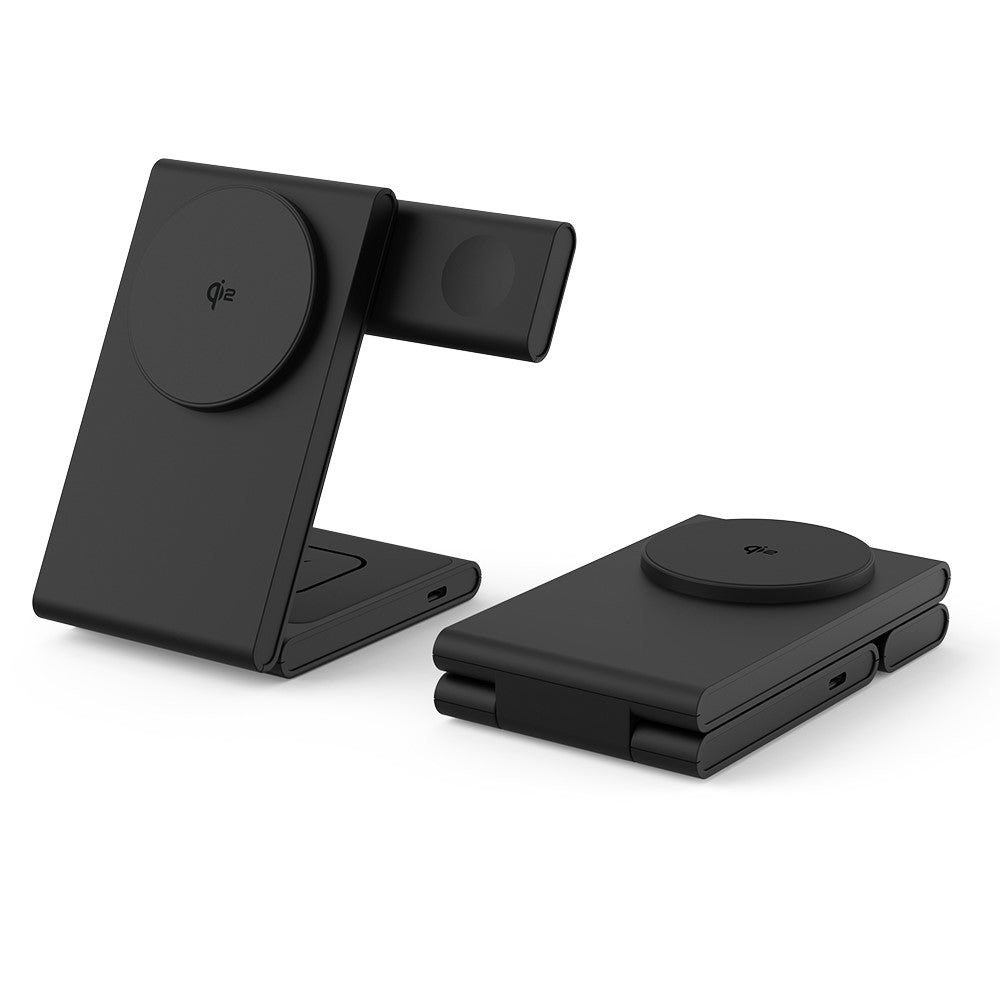 M5 Qi2 Certified Magnetic Wireless Charger 3-in-1 Foldable Charging Station for iPhone AirPods Apple Watch (CE / FCC / ROHS UKCA Certificate)