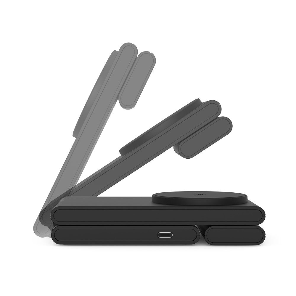 M5 Qi2 Certified Magnetic Wireless Charger 3-in-1 Foldable Charging Station for iPhone AirPods Apple Watch (CE / FCC / ROHS UKCA Certificate)