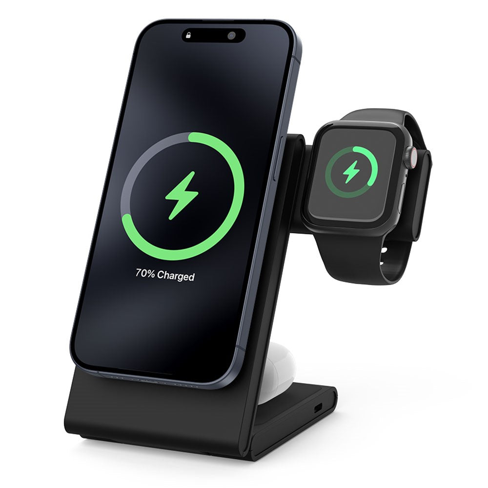 M5 Qi2 Certified Magnetic Wireless Charger 3-in-1 Foldable Charging Station for iPhone AirPods Apple Watch (CE / FCC / ROHS UKCA Certificate)