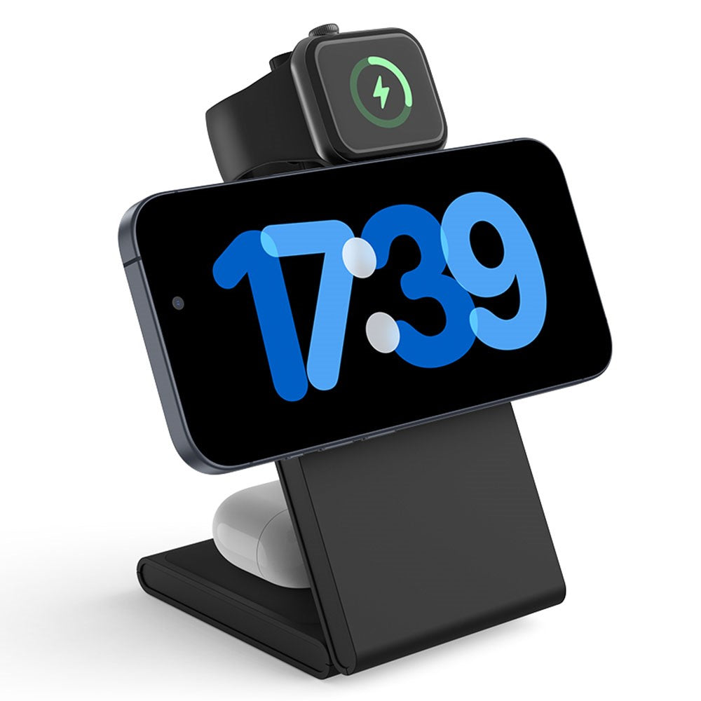 M5 Qi2 Certified Magnetic Wireless Charger 3-in-1 Foldable Charging Station for iPhone AirPods Apple Watch (CE / FCC / ROHS UKCA Certificate)