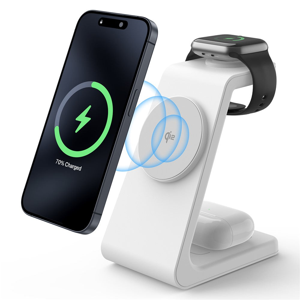 M3 3-in-1 Magnetic Wireless Charger for iPhone Apple Watch AirPods Charging Dock (QI2 / QI / CE / FCC / ROHS / UKCA Certified)