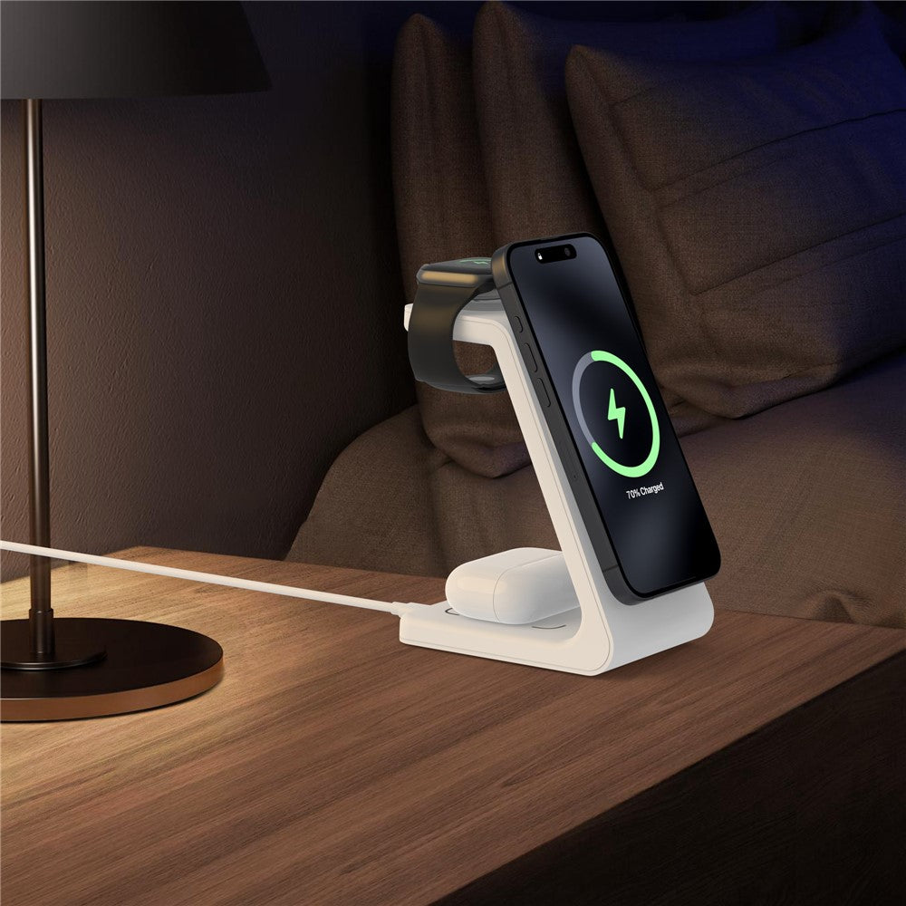 M3 3-in-1 Magnetic Wireless Charger for iPhone Apple Watch AirPods Charging Dock (QI2 / QI / CE / FCC / ROHS / UKCA Certified)