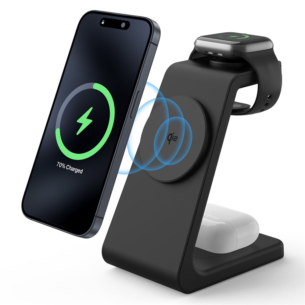 M3 3-in-1 Magnetic Wireless Charger for iPhone Apple Watch AirPods Charging Dock (QI2 / QI / CE / FCC / ROHS / UKCA Certified)