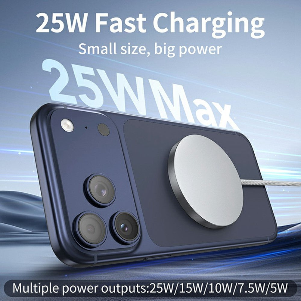 Q12 Portable 25W Fast Charging Pad Compatible with MagSafe Type-C Qi2 Magnetic Wireless Charger