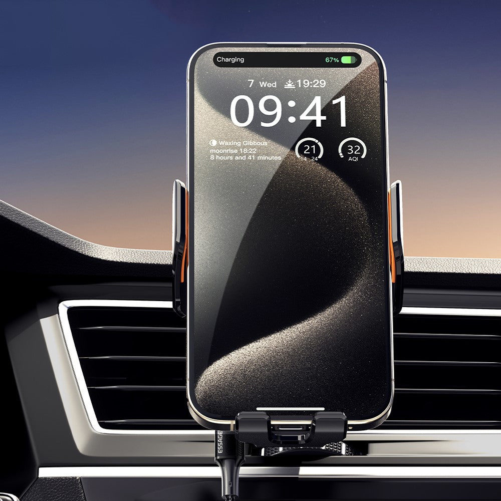 ESSAGER T11 Wireless Charger Smart Car Charger Phone Holder 360 Degree Rotating Air Vent Charger Mount