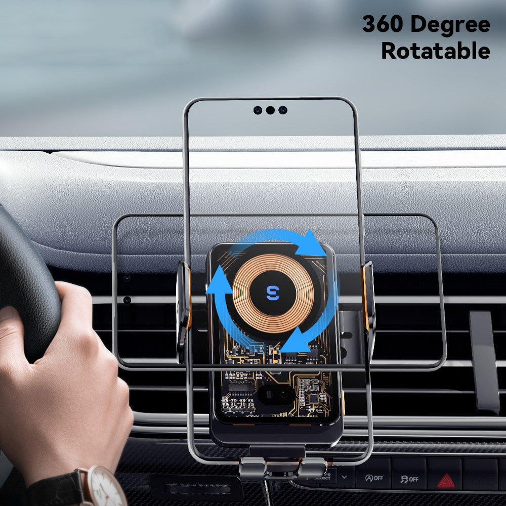 ESSAGER T11 Wireless Charger Smart Car Charger Phone Holder 360 Degree Rotating Air Vent Charger Mount
